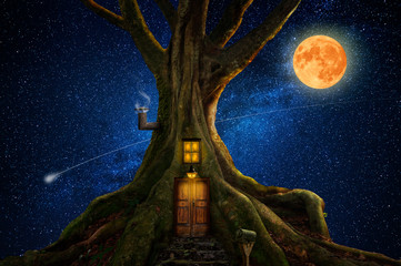 Wall Mural - gigantic tree with house inside
