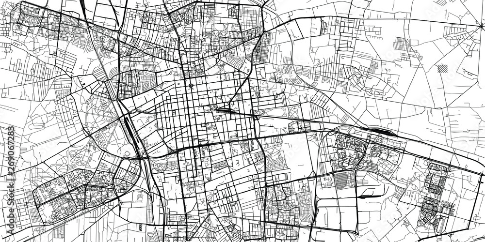 Urban vector city map of Lodz, Poland - obrazy, fototapety, plakaty 