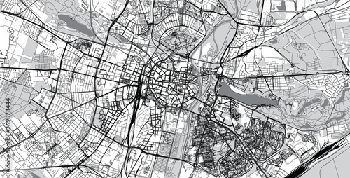 Urban vector city map of Poznan, Poland