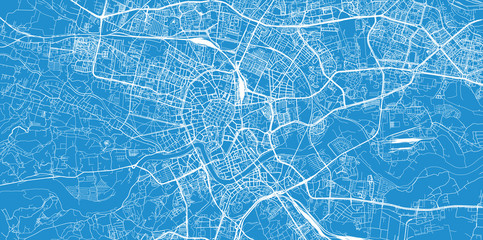 Urban vector city map of Krakow, Poland