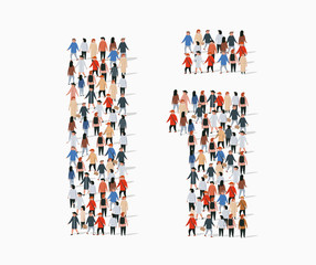 Wall Mural - Large group of people in letter I form