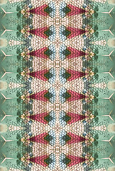 Textured pattern made with crystals and wire inside kaleidoscope