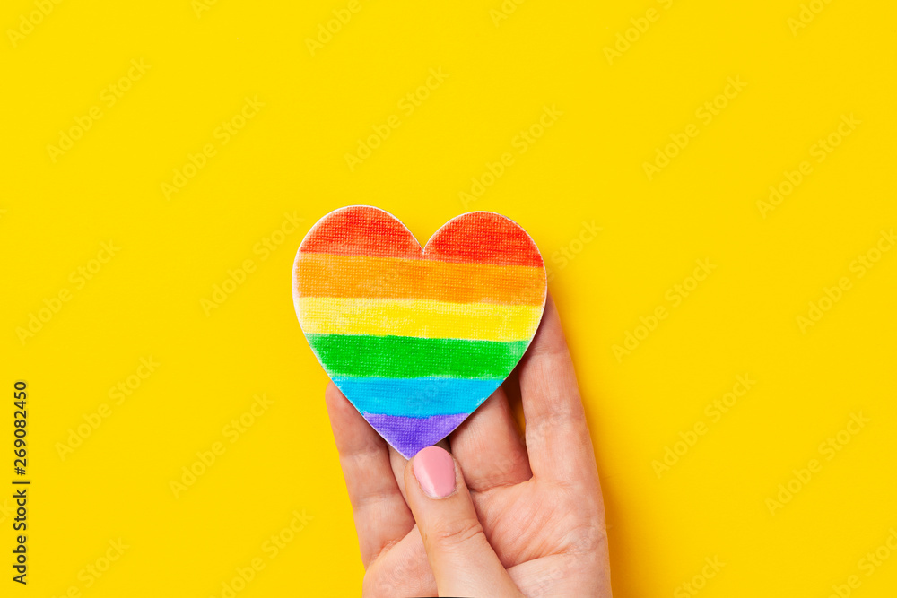 Rainbow color stripes symbol of LGBT gay Pride. Copy space - obrazy, fototapety, plakaty 