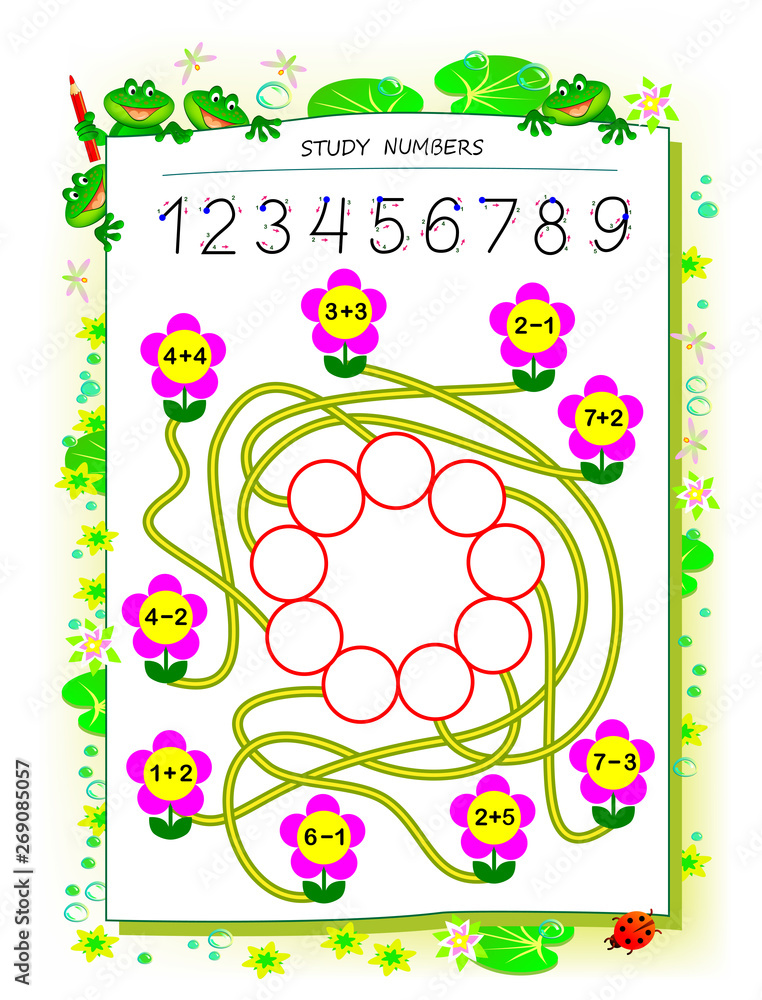 Educational page for children math book with exercises on addition and ...