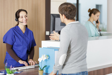 patient at the doctors reception