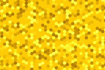 Wall Mural - Abstract hexagon honeycomb background. Simple hexagonal illustration, honeycomb cells in yellow orange brown colours.  Bright red background. Modern tessera in bright mixed colors