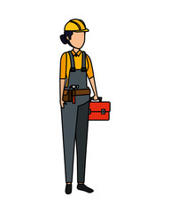 Poster - female builder worker with helmet