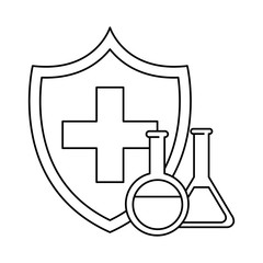 Wall Mural - shield with medical cross and tubes test