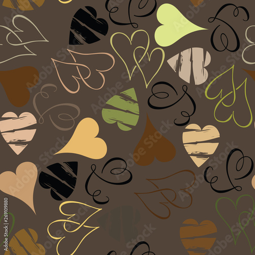 seamless hand draw heart vector pattern