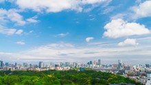 東京風景　タイムラプス　2019春　緑と青空 新国立競技場望む