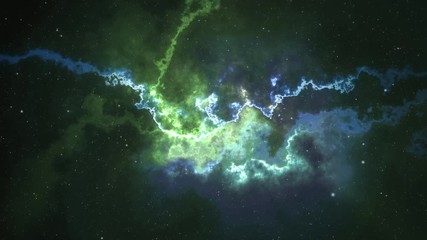electric green and blue abstract fractal universe space looping background