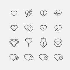 Poster - Heart related vector icon set.