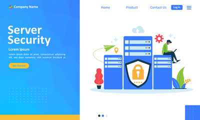 Server Security system concept, cloud technology, secure data, Suitable for web landing page, ui, mobile app, banner template. Vector Illustration