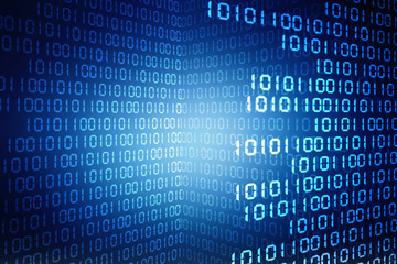 2d illustration abstract digital binary data on computer screen
