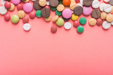 Wall Mural - Pile of colored pills, capsule and tablets