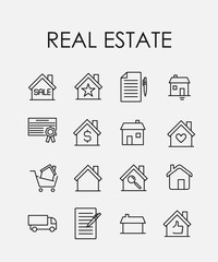 Sticker - Real estate related vector icon set.