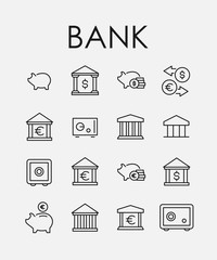 Canvas Print - Premium set of bank line icons.