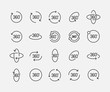 Degrees related vector icon set.