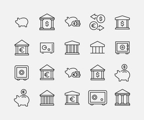 Poster - Premium set of bank line icons.