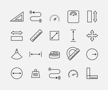 Measuirng Related Vector Icon Set.