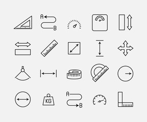 measuirng related vector icon set.