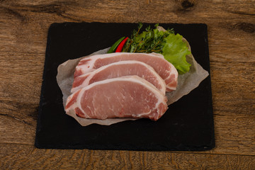 Raw pork steak