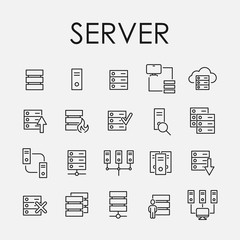 Modern outline style server icons collection.