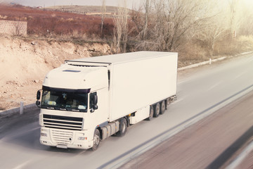 Truck on the highway. Transportation