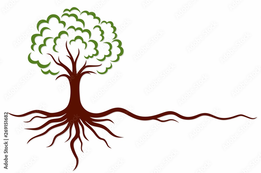 A symbol of the stylized tree with roots. Stock Vector | Adobe Stock