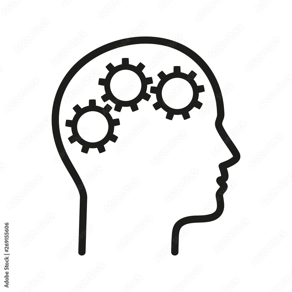 Ludzki mózg maszyna logo wektor - obrazy, fototapety, plakaty 