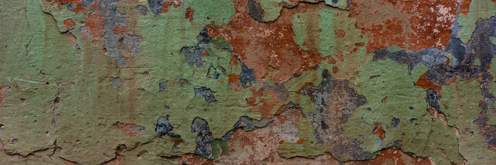 Wall Mural - wall covered with old collapsing cement colored plaster.