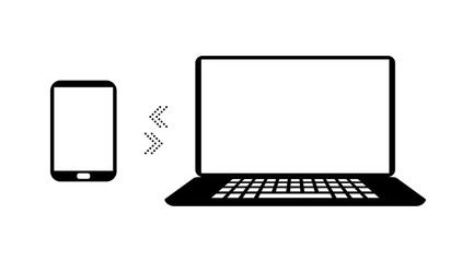 data exchange between computer and phone, technology isolated icon