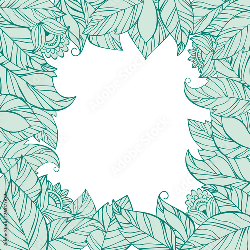 Vector floral frame. Abstract leaves and flowers. Form for invitations, postc...