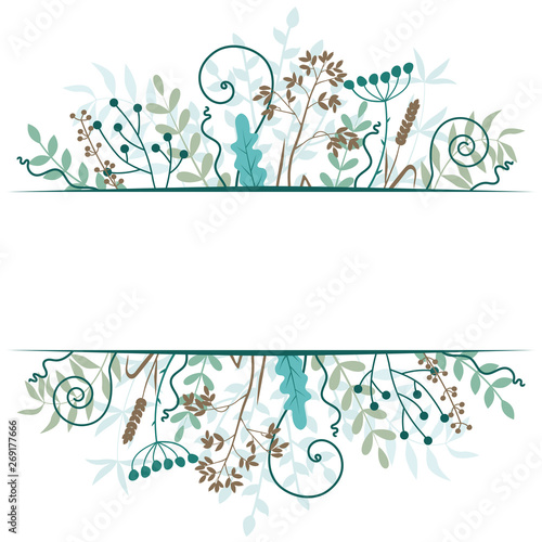 emplate for invitations, postcards. Floral frame.