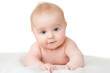 © Ievgen Skrypko - Cute baby lying on the blanket isolated on white