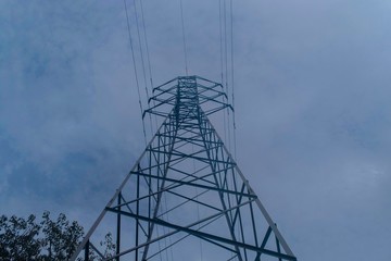 Electrical pylon tower and cables