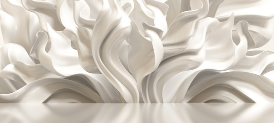 Wall Mural - Luxury elegant background with silk drapery. 3d illustration, 3d rendering.