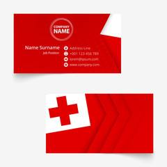 Wall Mural - Tonga Flag Business Card, standard size (90x50 mm) business card template.