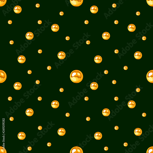 Golden pearl and chain glamour seamless pattern illustration.  fashion design...