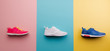 © Halfpoint - A studio shot of running shoes on bright color background. Flat lay.