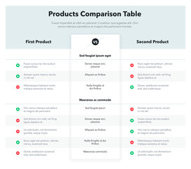 Poster - Simple infographic for products comparison table. Easy to use for your website or presentation isolated on light background.