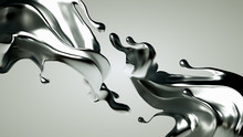 Silver Splash. 3d Illustration, 3d Rendering.