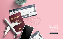 Boarding Pass And Passport Travel Concept