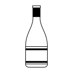 Poster - Champagne drink bottle with label in black and white