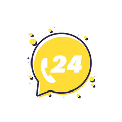 Sticker - 24 support service, vector