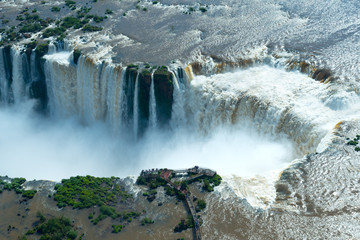 Wall Mural - Aerial view of Iguazu Falls in the border of Argentina and Brazil