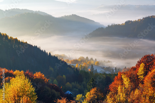 piekna-jesienna-wiejska-sceneria-krajobraz-z-niesamowitymi-gorami-polami-i-lasami-poranna-mgla-trawnik-jest-oswietlony-przez-promienie-sloneczne-miejsce-turystyczne-karpaty-ukraina-europa