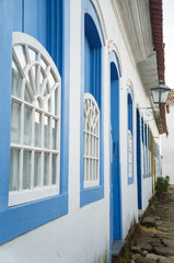 Antique architecture with colorful facades in Paraty, Rio de Janeiro, Brazil  