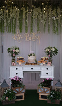 Rustic Garden Theme Baby Shower Setup, Cake Table, Oh Baby.