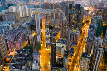 Top View Of Hong Kong City At Night